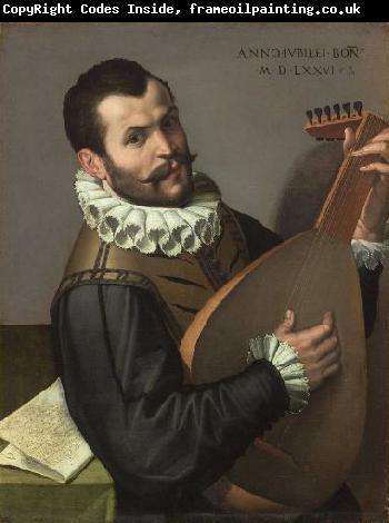Bartolomeo Passerotti Portrait of a Man Playing a Lute 1576 Bartolomeo Passarotti, Italian